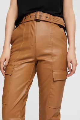 Shop the Latest in Women's Fashion Faux leather trousers with belt