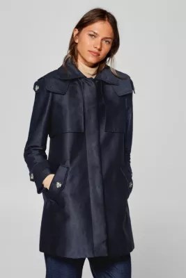 Esprit Coat in a trench coat style with a hood at our Online Shop