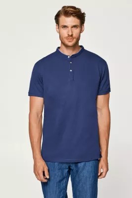 Esprit Straight polo shirt with a standup collar, 100 cotton at our