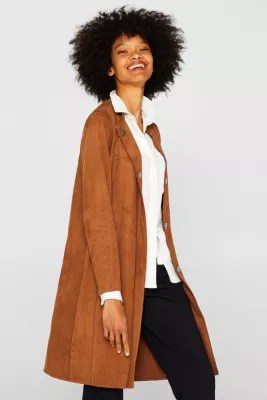 Esprit Mantel in VelourslederOptik mit Stretch im Online Shop kaufen