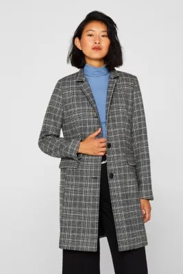Esprit With wool Padded coat with a checked pattern at our Online Shop