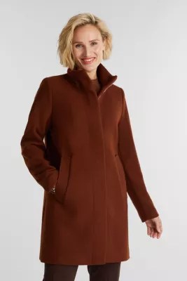 Esprit Recycelt WollMantel mit Stehkragen im Online Shop kaufen