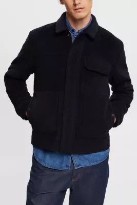 Wool blend trucker jacket