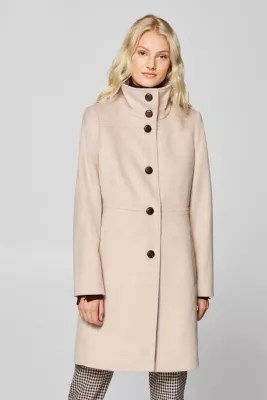Esprit Wool blend coat with standup collar at our Online Shop