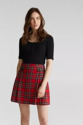 Esprit Geruite rok met plooien kopen in de online shop