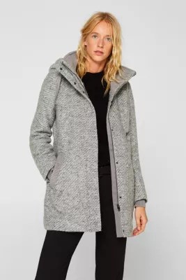 Esprit Mantel met capuchon en wol kopen in de online shop