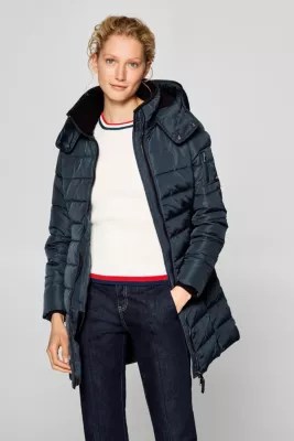 Esprit Quilted coat with a detachable hood at our Online Shop