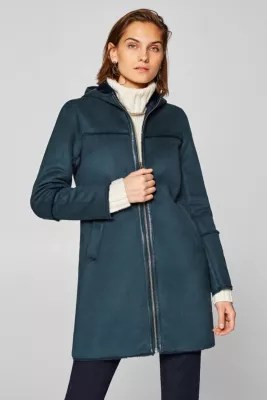 Esprit Hooded coat in faux lambskin at our Online Shop