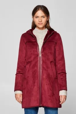 Esprit Hooded coat in faux lambskin at our Online Shop