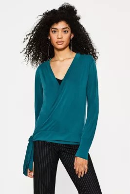 edc Flowing wrapover long sleeve top at our Online Shop