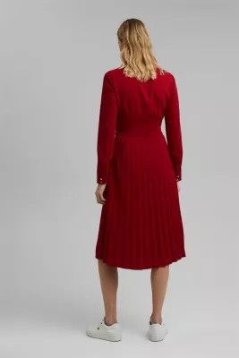 ESPRIT Recycelt MidiHemdblusenkleid mit Plissee in unserem Online Shop