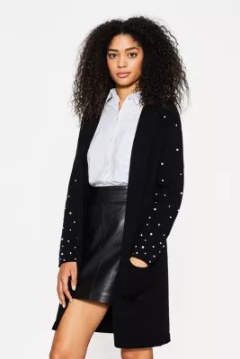 Strickjacke schwarz perlen Modische Jacken 20182019