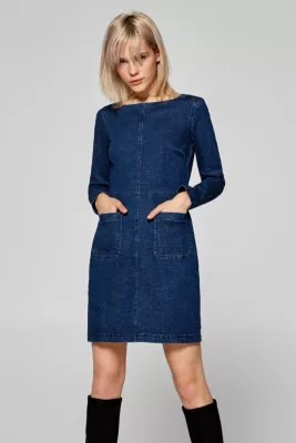 edc Stretch denim dress with front pockets at our Online Shop