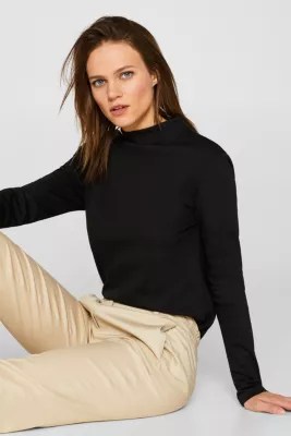 Esprit Long sleeve jersey top with a standup collar at our Online Shop