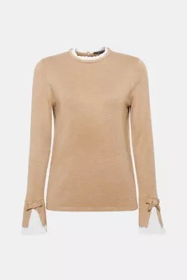 Esprit Stretch fine knit jumper with fabric details at our Online Shop