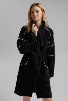 ESPRIT Velour bathrobe, zipfastening at our Online Shop