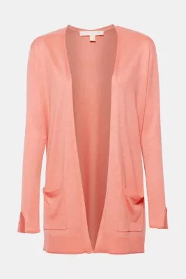 Esprit Lang cardigan af finmasket strik med små knapper nederst på