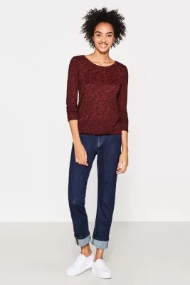 Esprit Long sleeve top in flowing slub jersey at our Online Shop