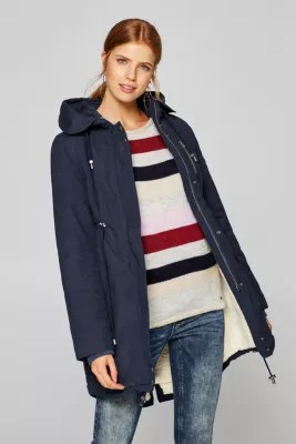 Esprit Cotton parka with teddy fur at our Online Shop