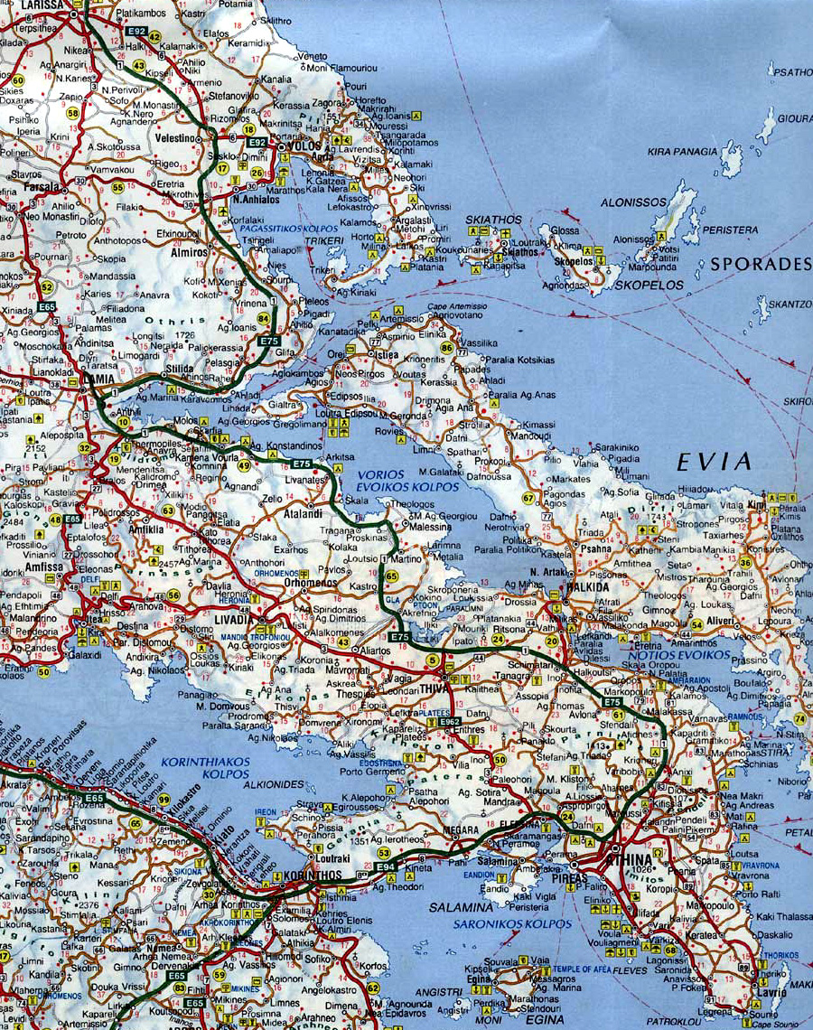 Pain Points De La Carte Routière Grèce Continentale Grèce Carte Routière