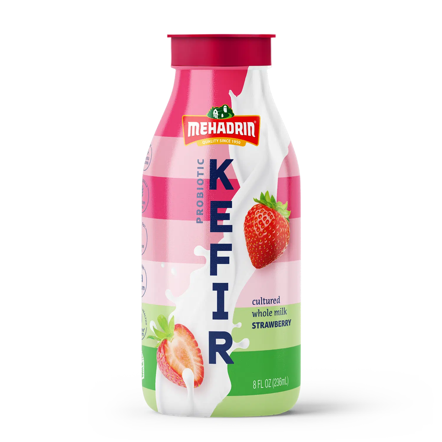 Kefir Strawberry Drink, 8 Oz. Mehadrin Dairy