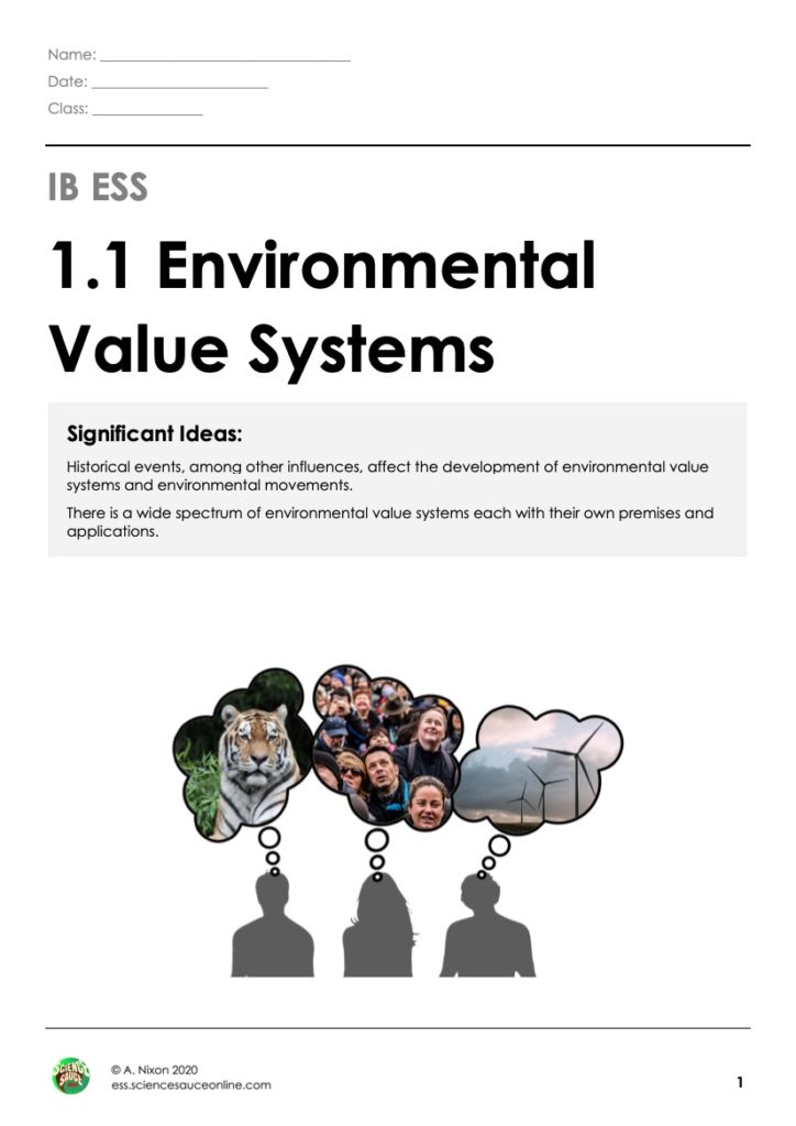 1.1 Environmental Value Systems ESS by Science Sauce