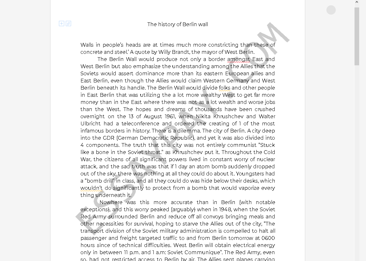 The history of Berlin wall [Essay Example], 1569 words EssayPay