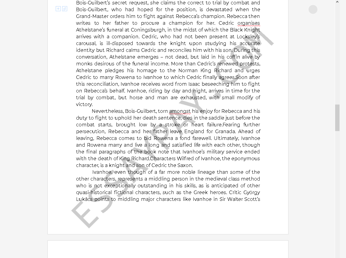 "Ivanhoe" by Sir Walter Scott [Essay Example], 3449 words EssayPay