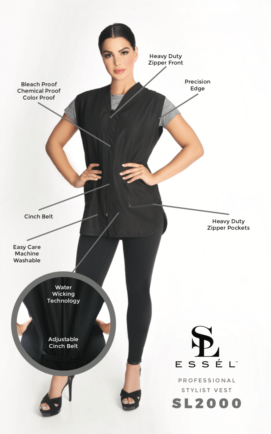 Professional Stylist Vest (Bleachproof) Essel Beauty