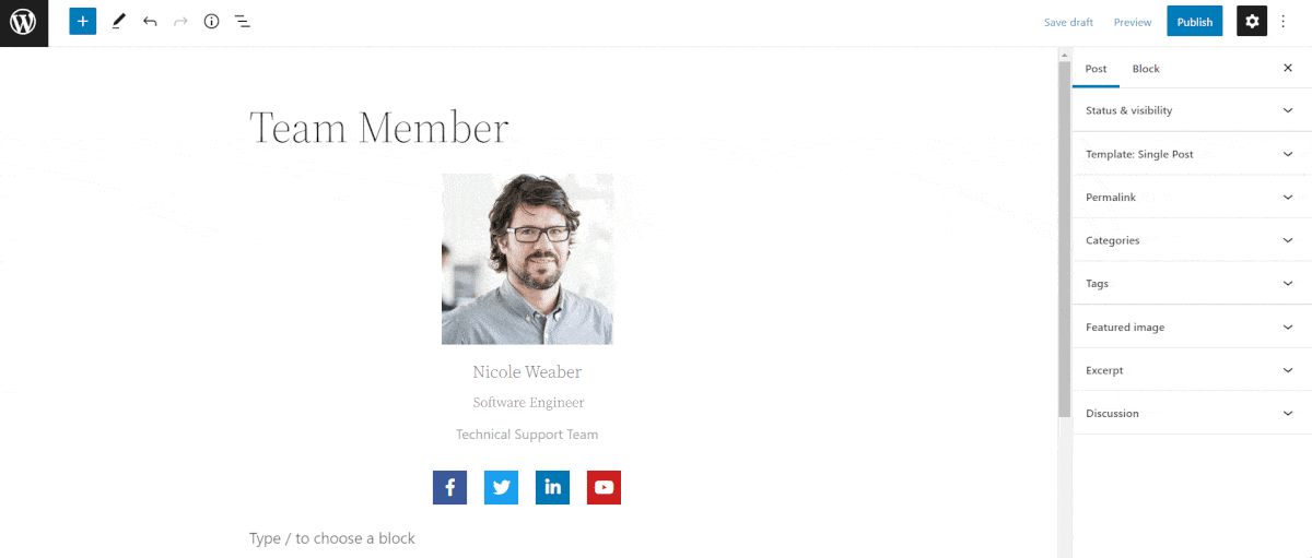 How To Create A Team Member Section In Gutenberg? Essential Blocks