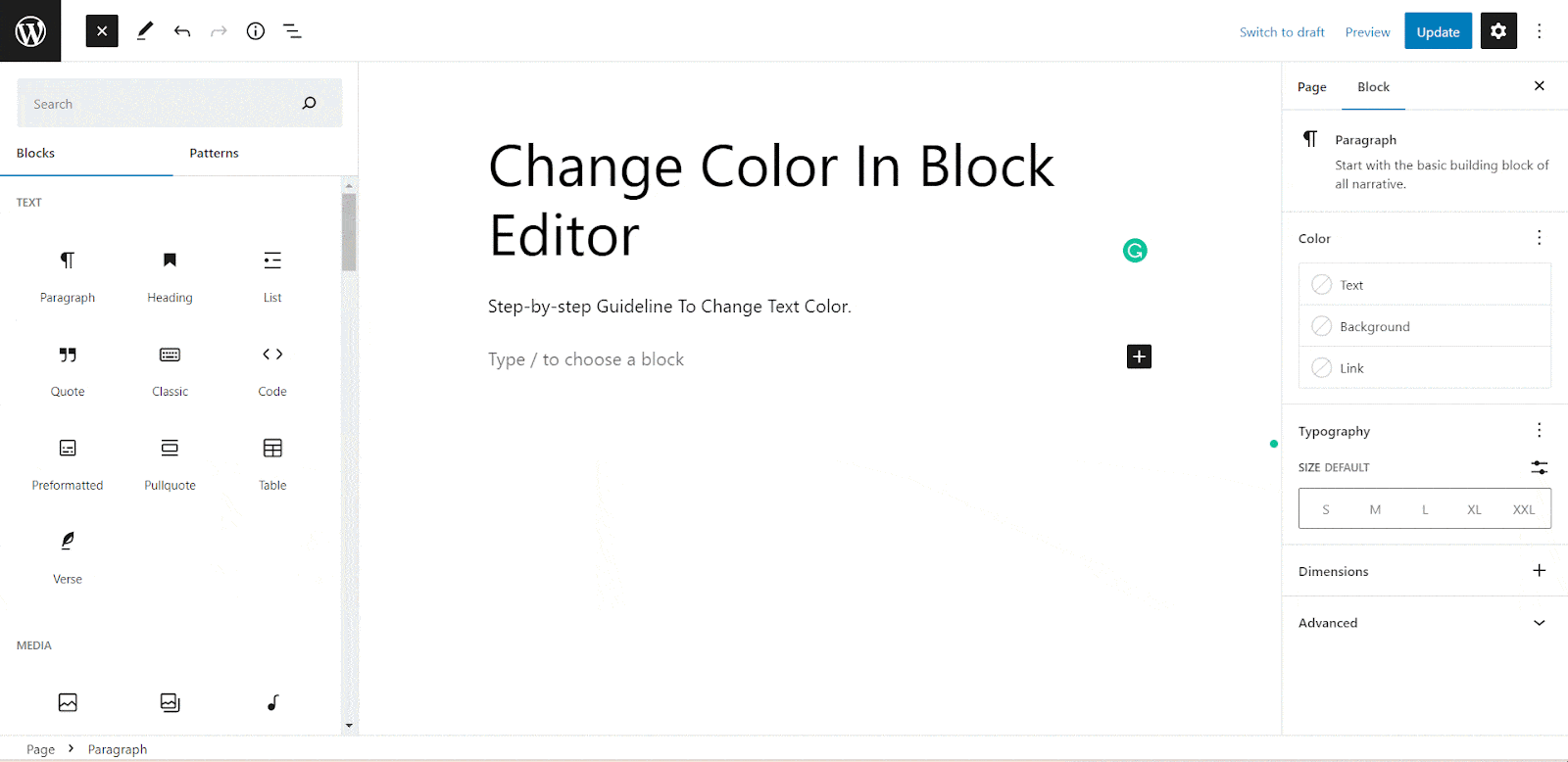 How To Change Text Color In WordPress Block Editor