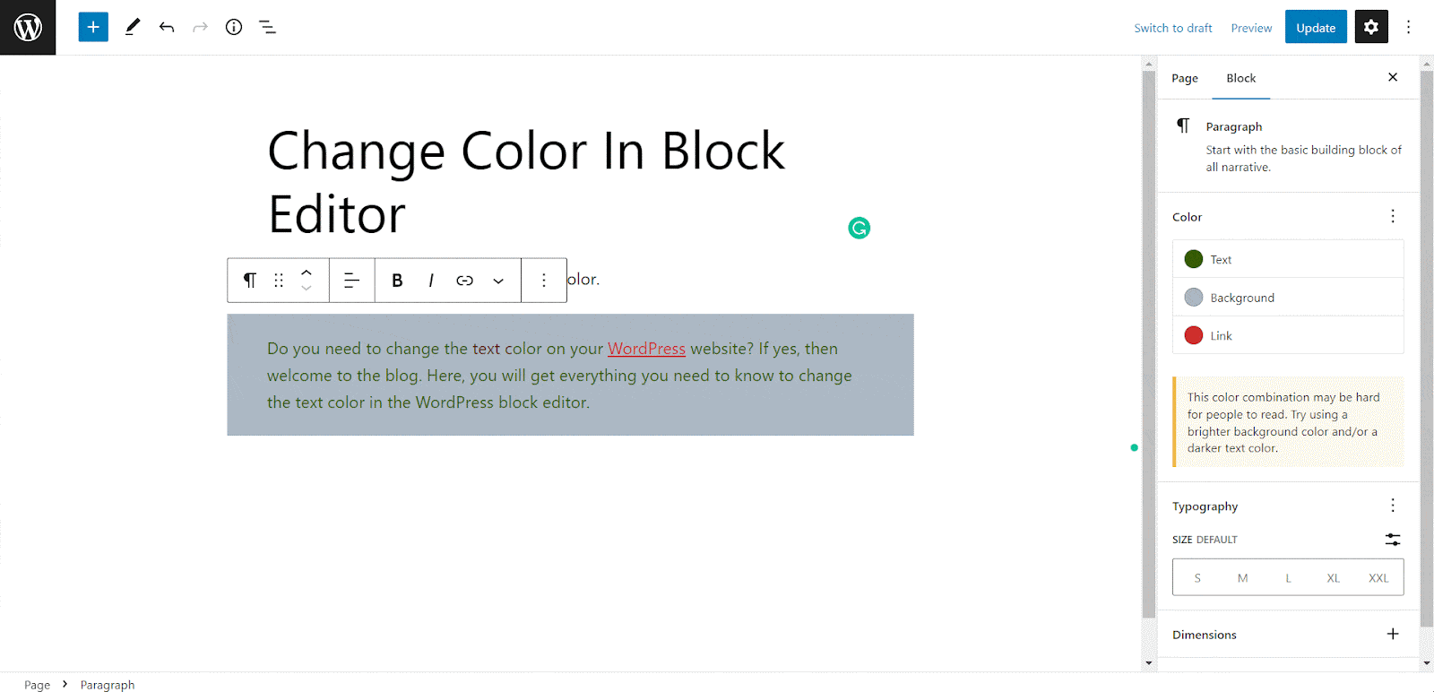 How To Change Text Color In WordPress Block Editor