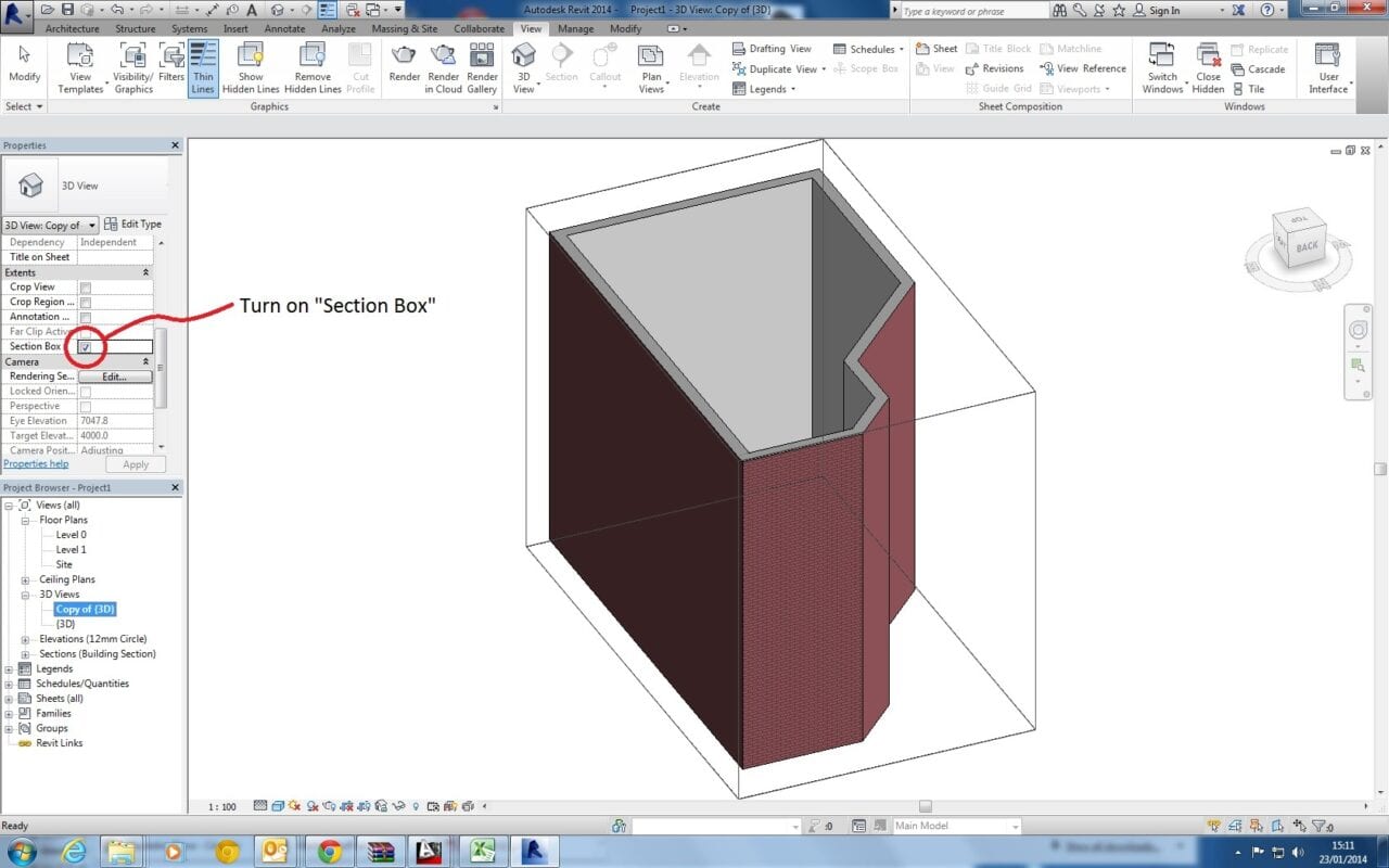 How to align view cube to section in Revit Essential BIM