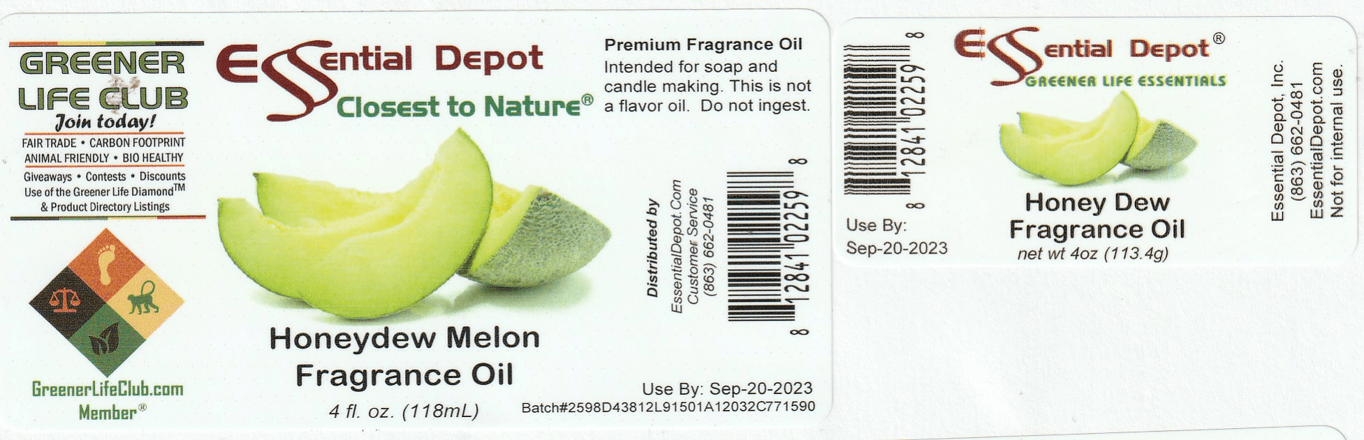 Honeydew Melon Fragrance Oil 4oz Amber Glass Bottle for Essential Depot