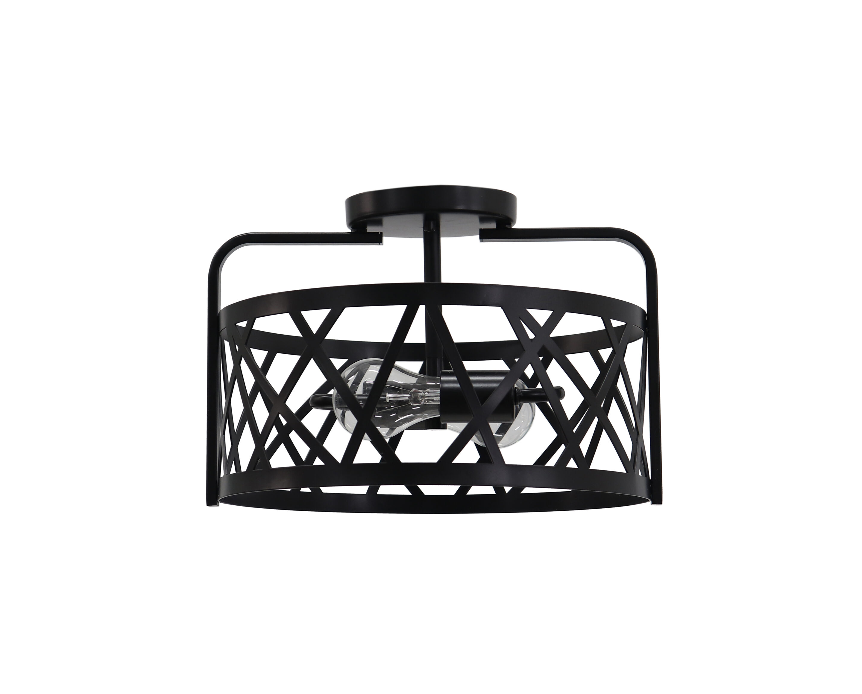 Caddo 13″ 2Light Black Drum Flush Mount Essential Elements Lighting