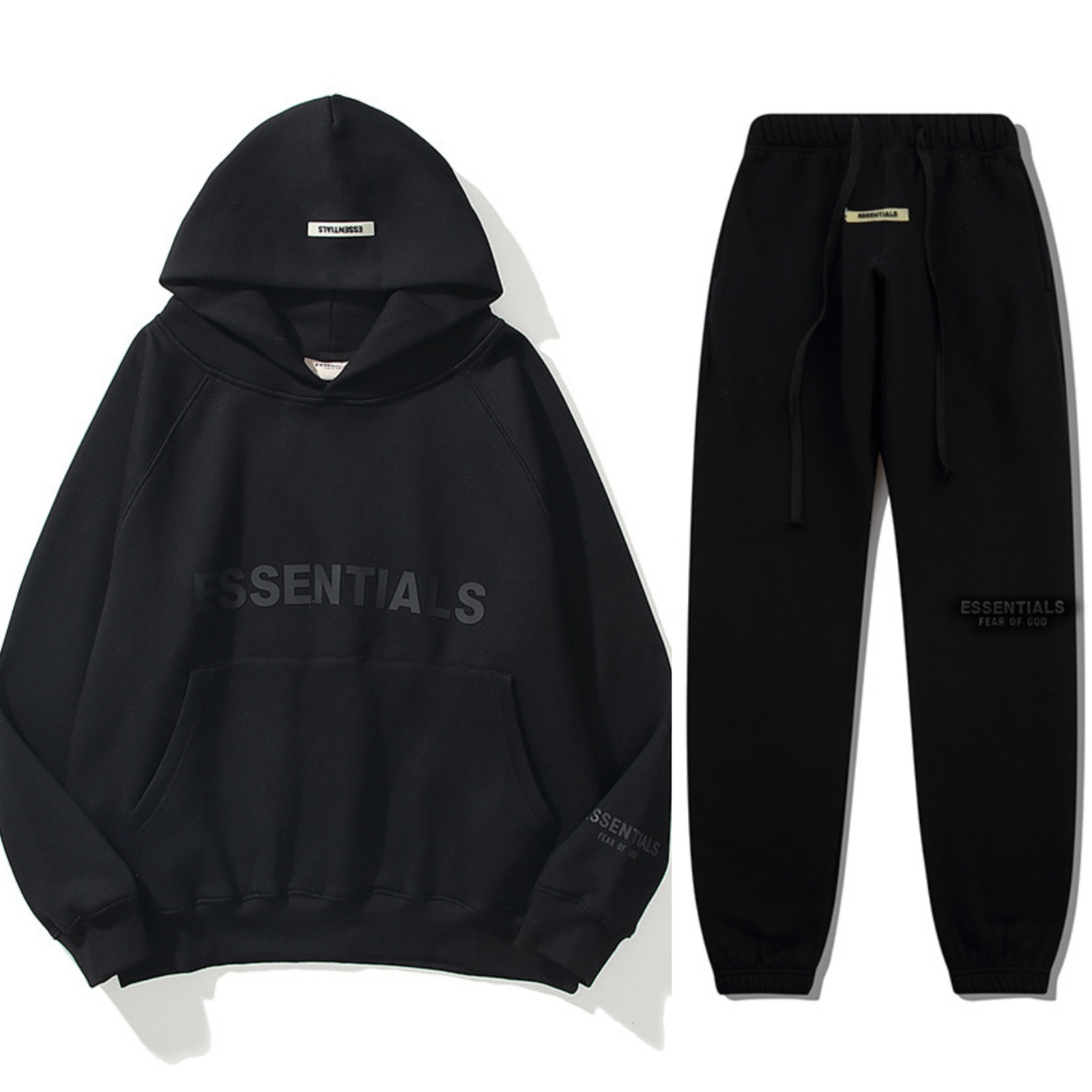 Fear Of God Essential Oversized Black Tracksuit Essentials Clothing