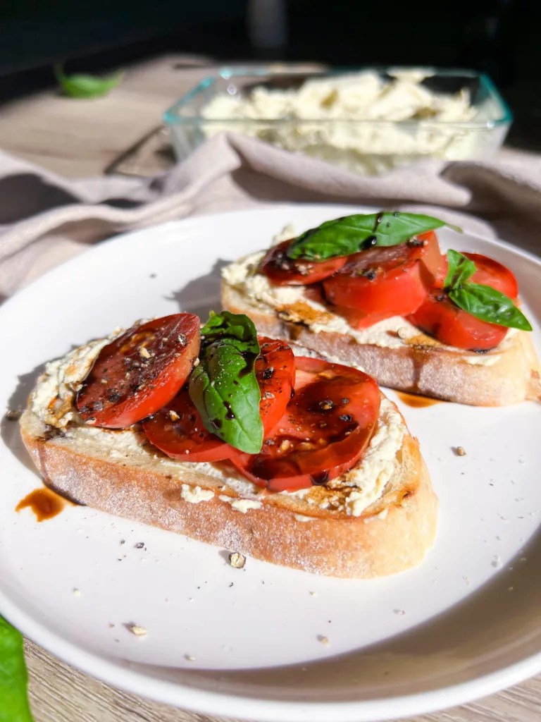 Tomato Toast with Homemade Vegan Cream Cheese Essy Cooks