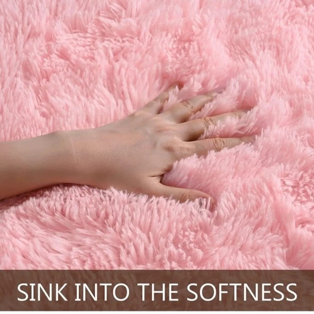 Area Rug, Soft Fluffy Shaggy Rug 5x8ft Pink Essy Rugs