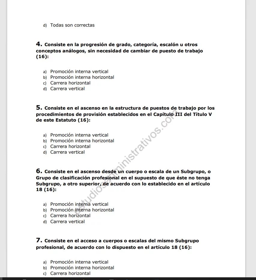 Apuntes (44 páginas) y Test del Estatuto Básico del Empleado Público