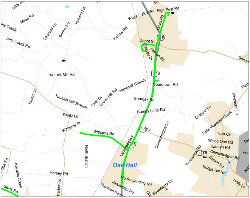 Oak Hall map Eastern Shore of Virginia Broadband Authority