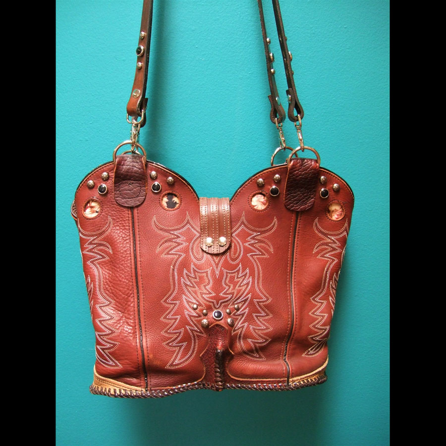 Brown Leather Cowboy Boot Handbag Etania Gems & Jewelry