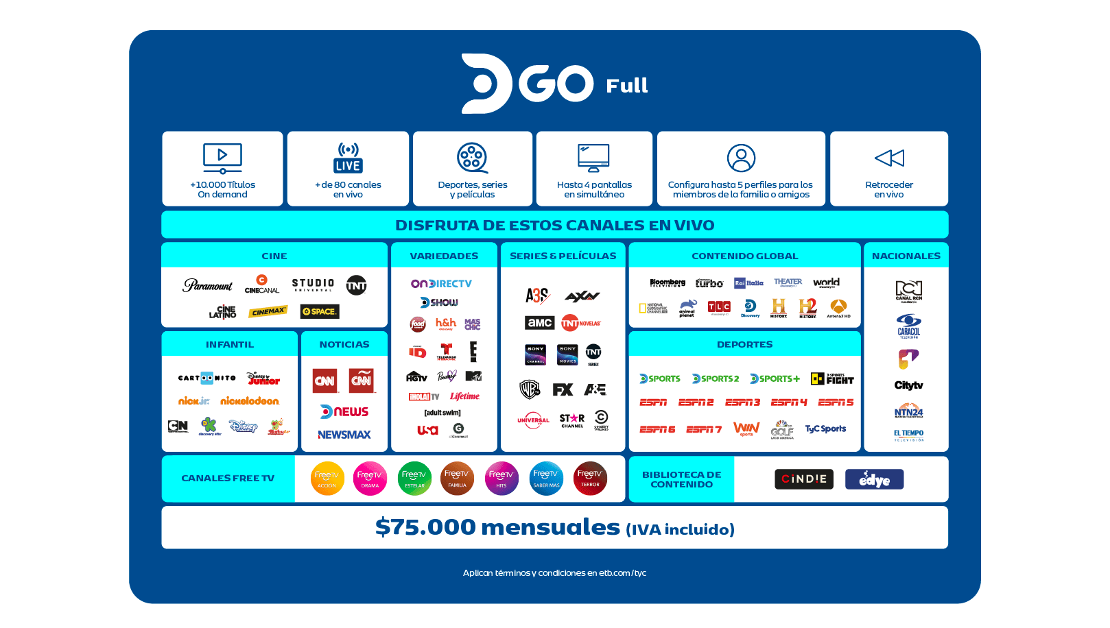 Suscríbete a DirecTV Go para negocios | ETB Planes