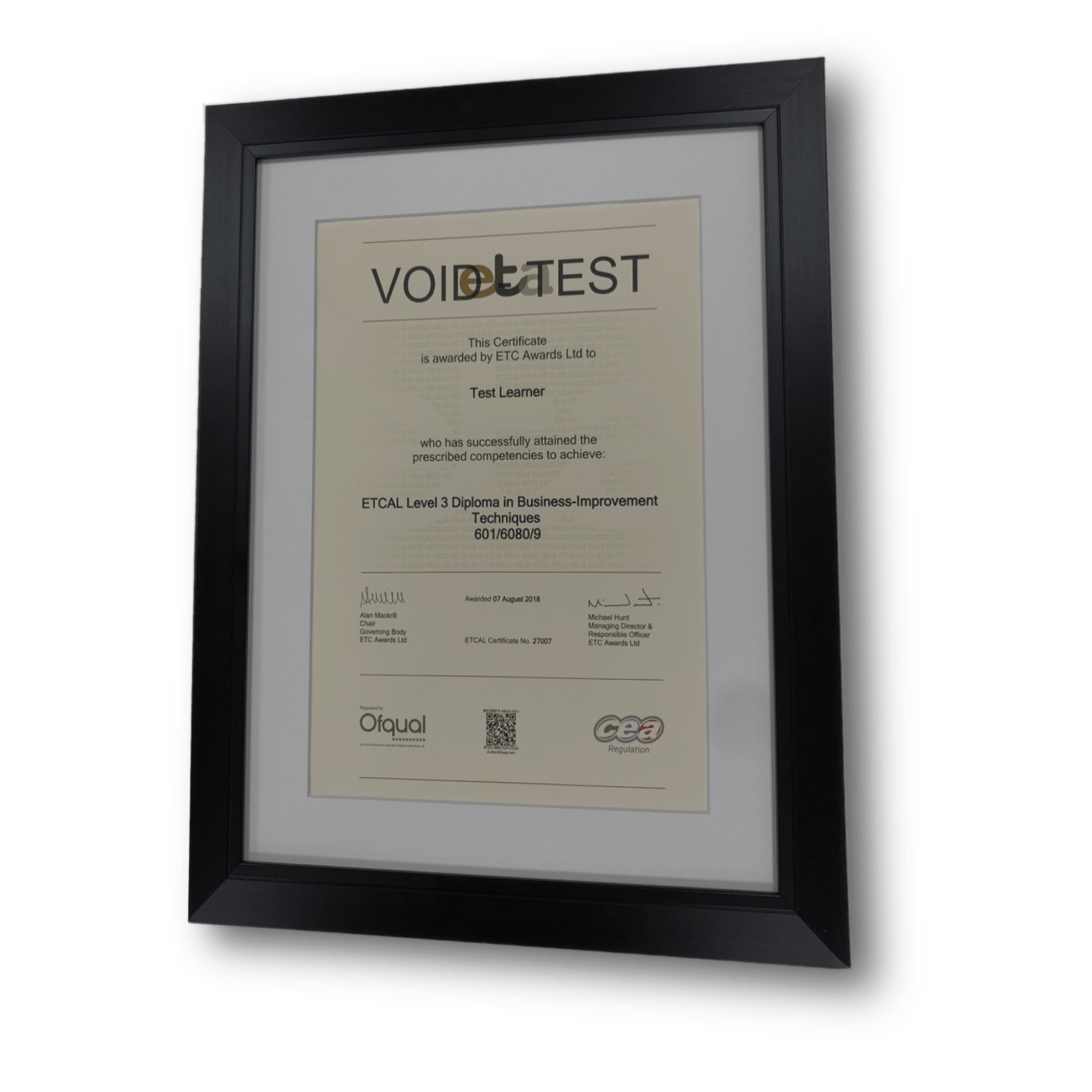 Mounted Certificate Frame (Black) ETA
