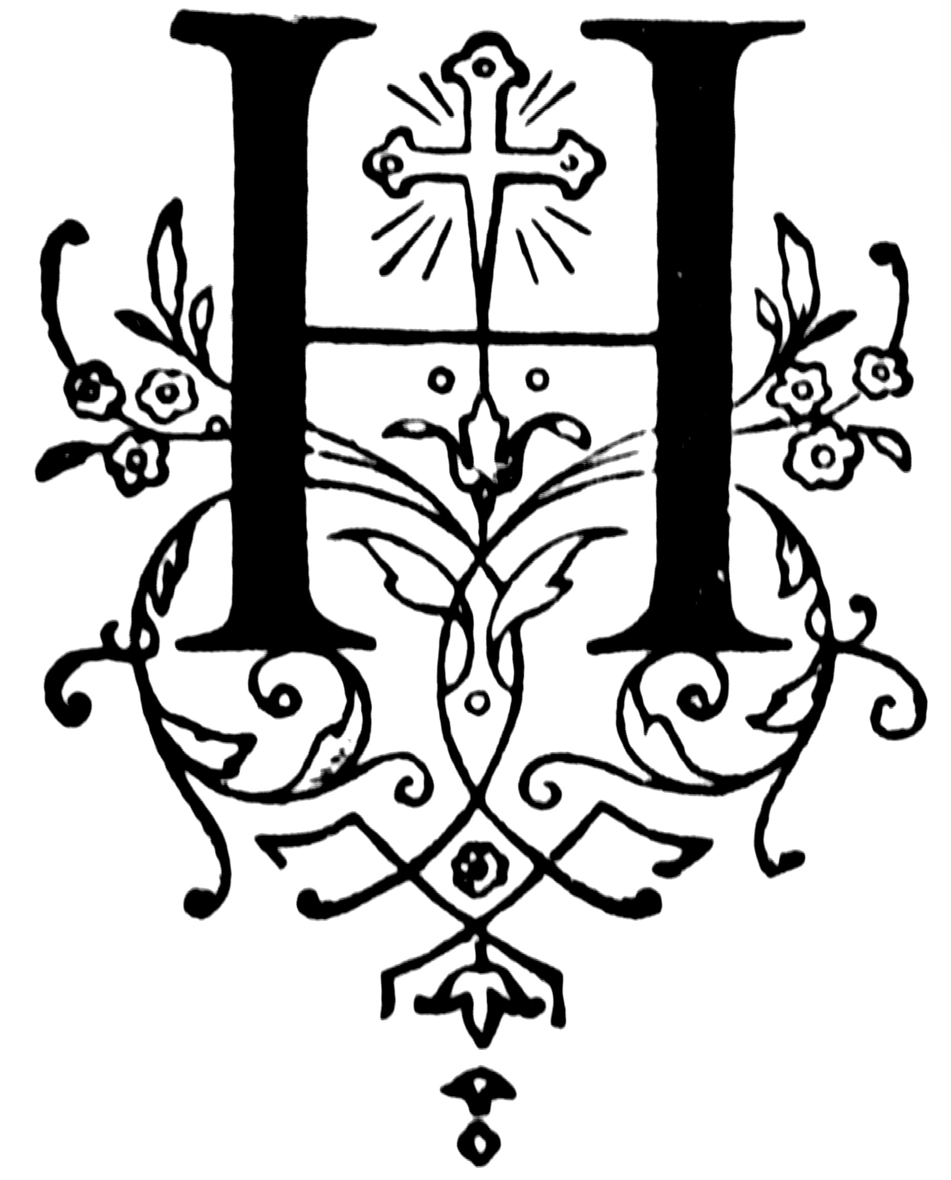 H, Floral initial ClipArt ETC