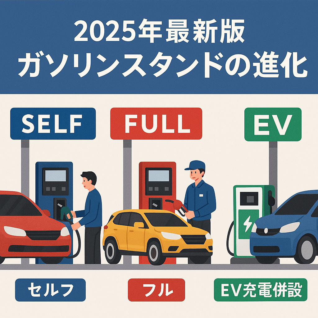 【2025年最新版】ガソリンスタンドの進化｜セルフ・フル・EV充電併設でどう変わる？
