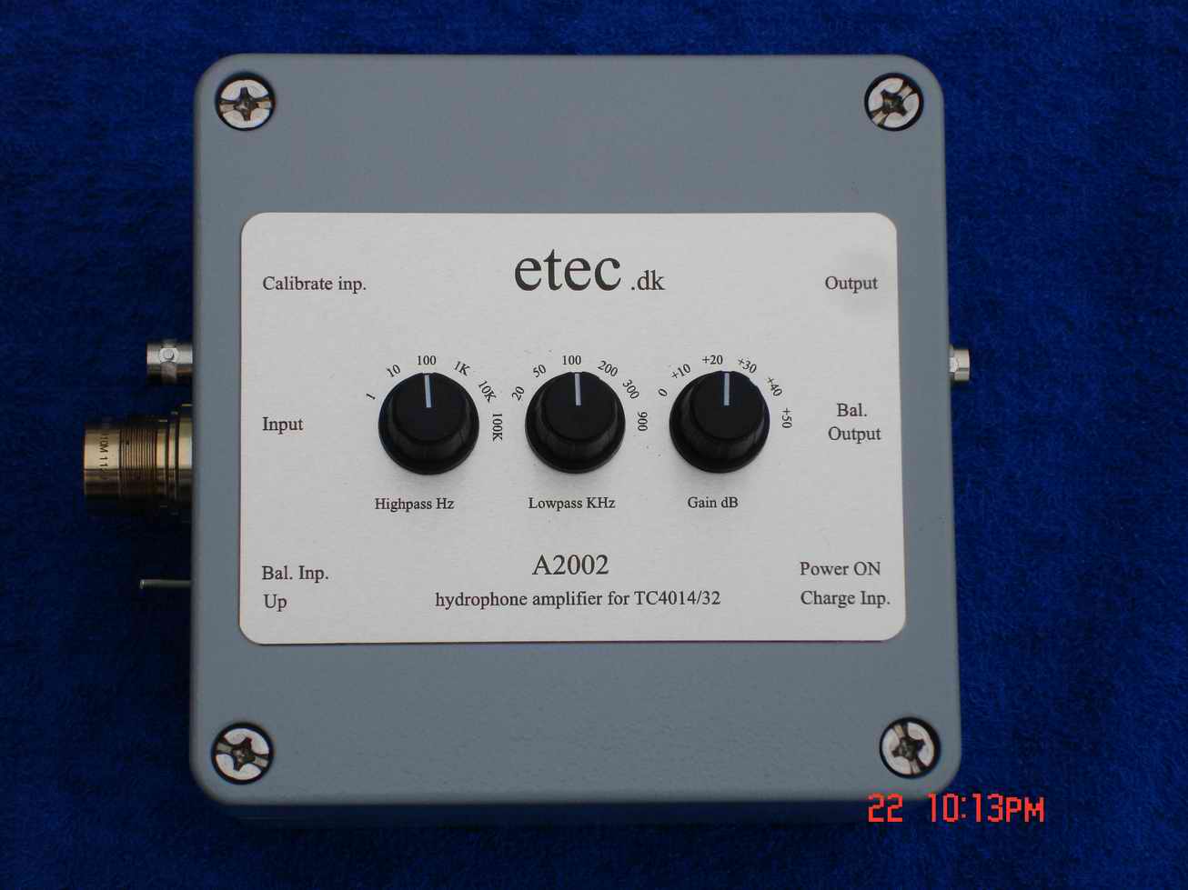 Etec Hydrophone amplifiers, acoustic Pinger detection, hydrophones