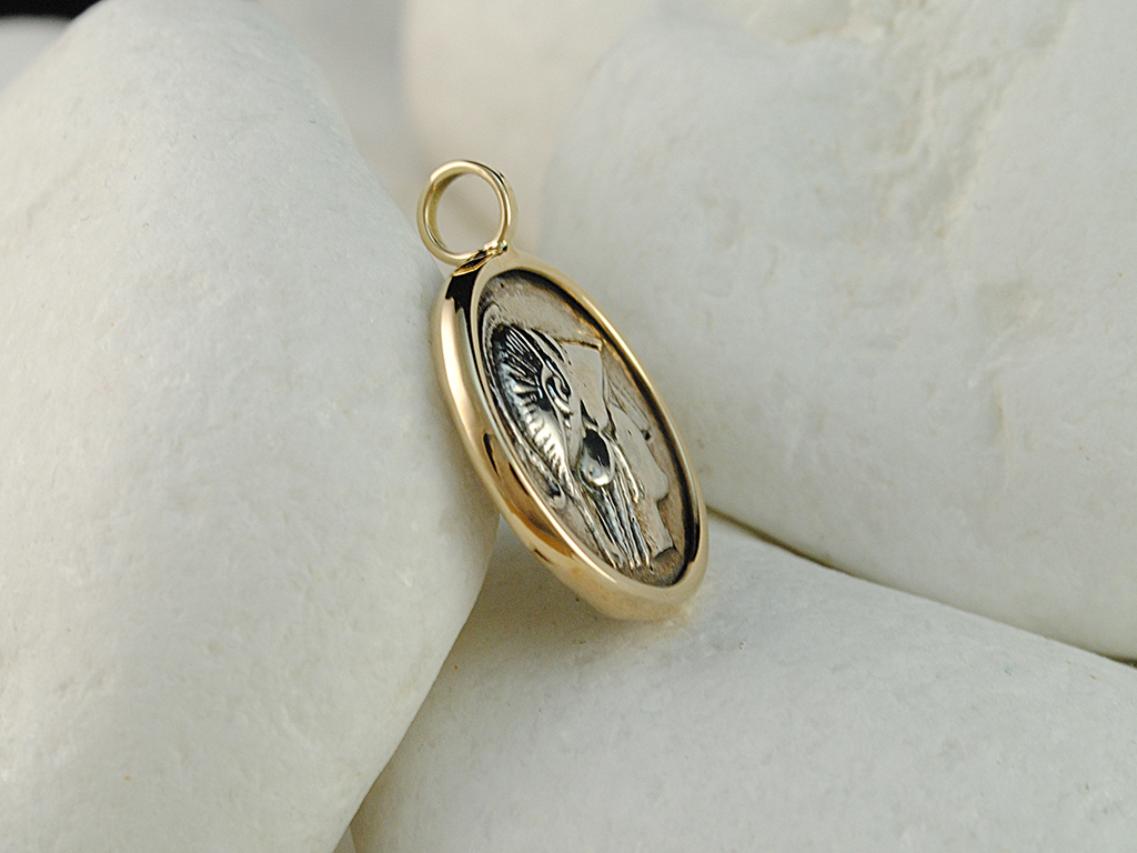 Goddess Athena Coin Pendant in Sterling 