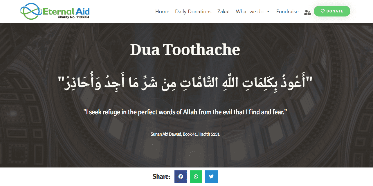 Dua Toothache Eternal Aid Charity