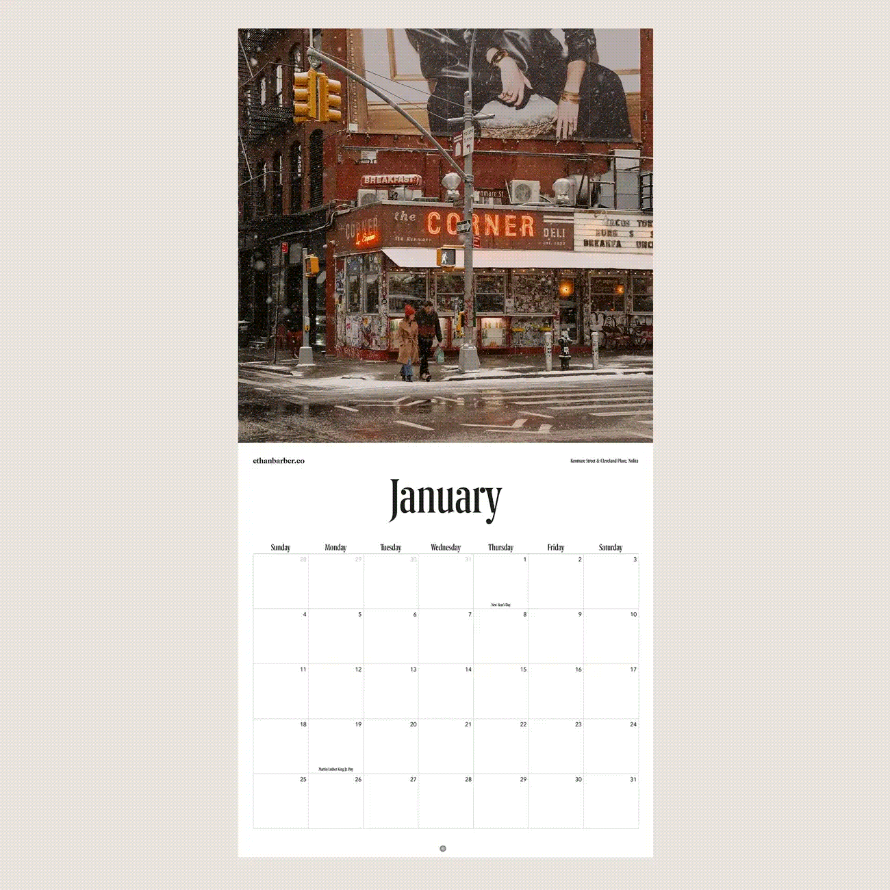 Ethan Barber 2026 New York City Calendar ethanbarber.co