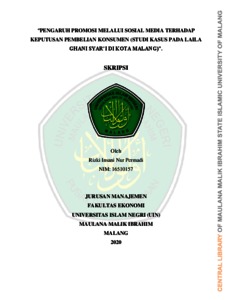 Pengaruh Promosi Melalui Sosial Media Terhadap Keputusan Pembelian Konsumen: Studi Kasus Pada Laila Ghani Syar'i Di Kota Malang Etheses Of Maulana Malik Ibrahim State Islamic University